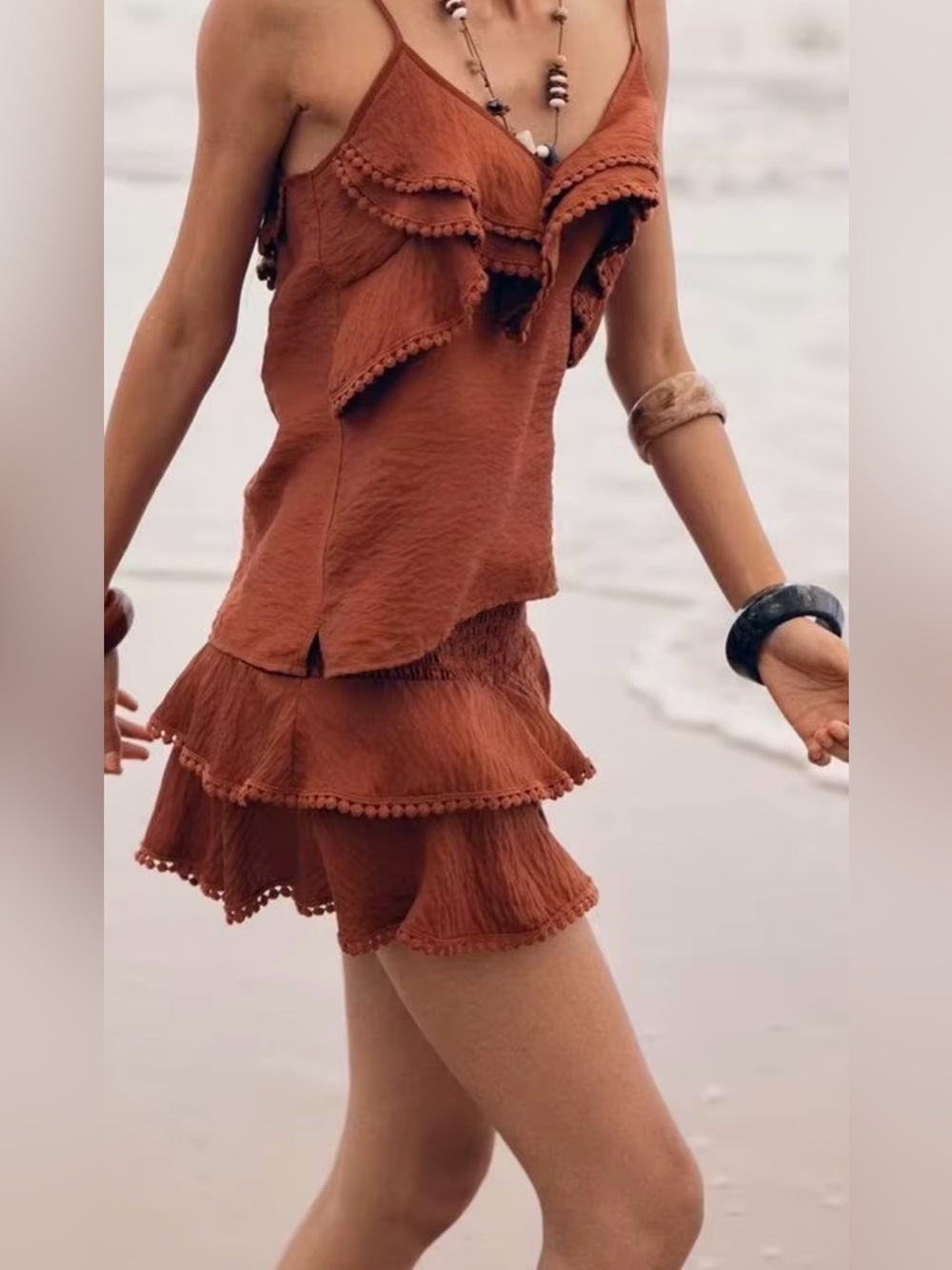 Zara rust colored tank and mini skirt set, XS/S